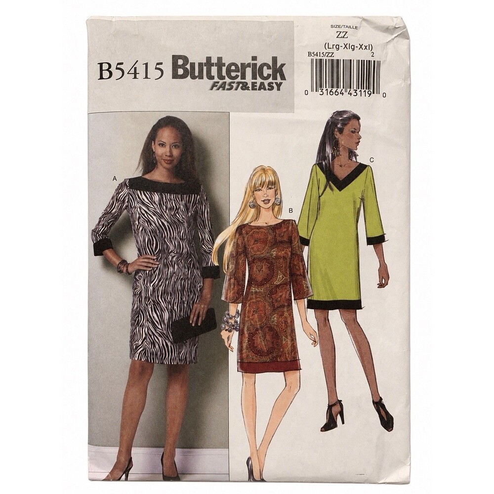 Butterick B5415 Misses Petite Shift Dress Pattern L XL XXL Uncut OOP